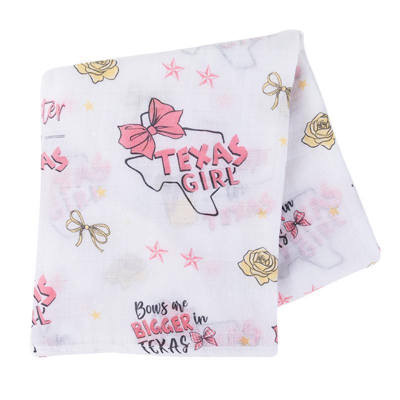 Texas Girl Gift Set: Muslin Swaddle & Bib | Organic Cotton