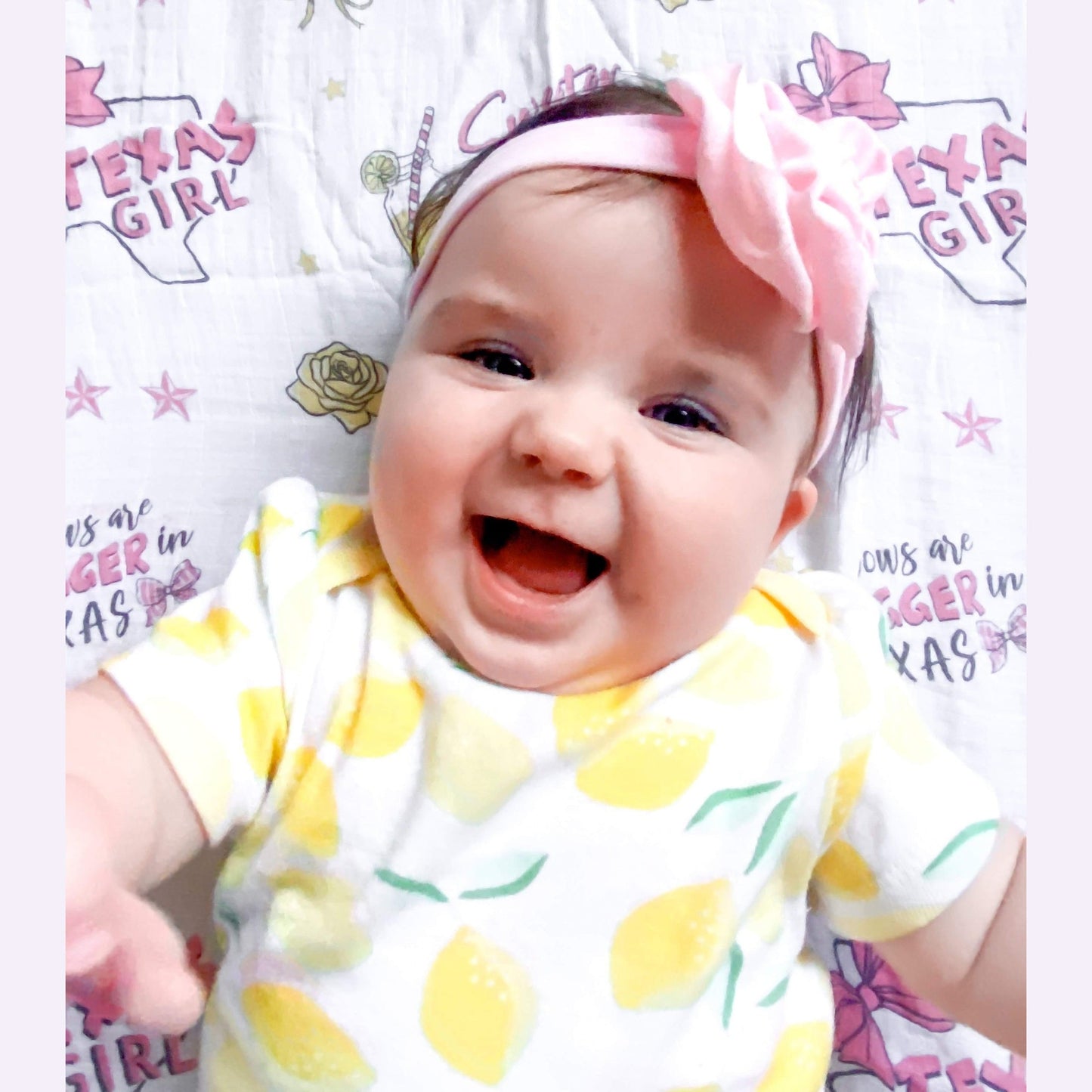 Texas Girl Gift Set: Muslin Swaddle & Bib | Organic Cotton