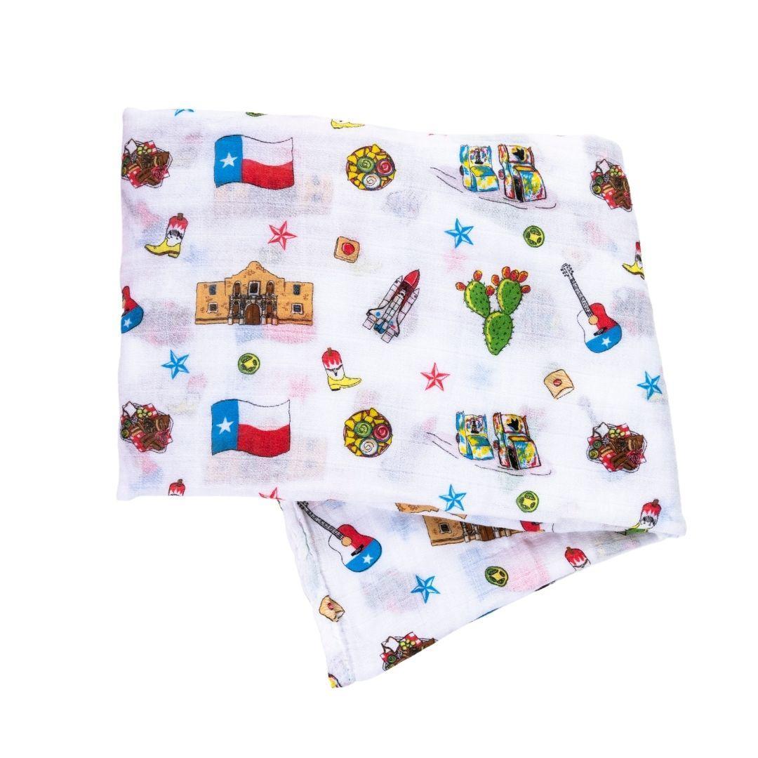 Texas Baby Gift Set: Muslin Swaddle & Bib | Organic Cotton