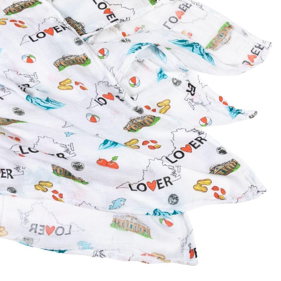 Virginia Baby Gift Set: Muslin Swaddle & Bib | Organic Cotton