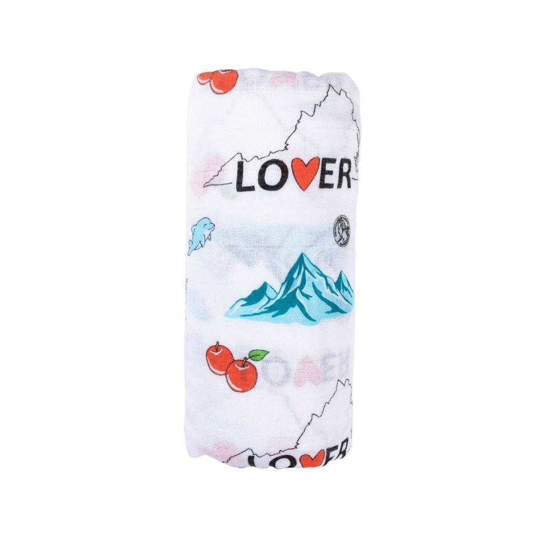Virginia Baby Gift Set: Muslin Swaddle & Bib | Organic Cotton