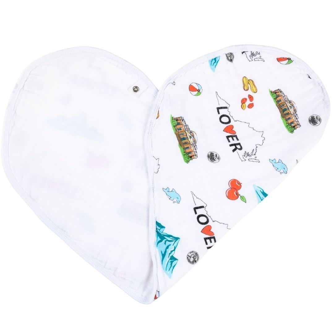 Virginia Baby Gift Set: Muslin Swaddle & Bib | Organic Cotton