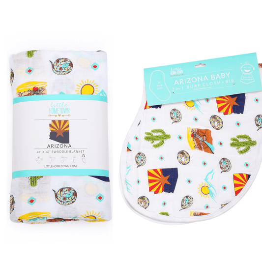 Arizona Baby Gift Set: Muslin Swaddle & Bib | Organic Cotton