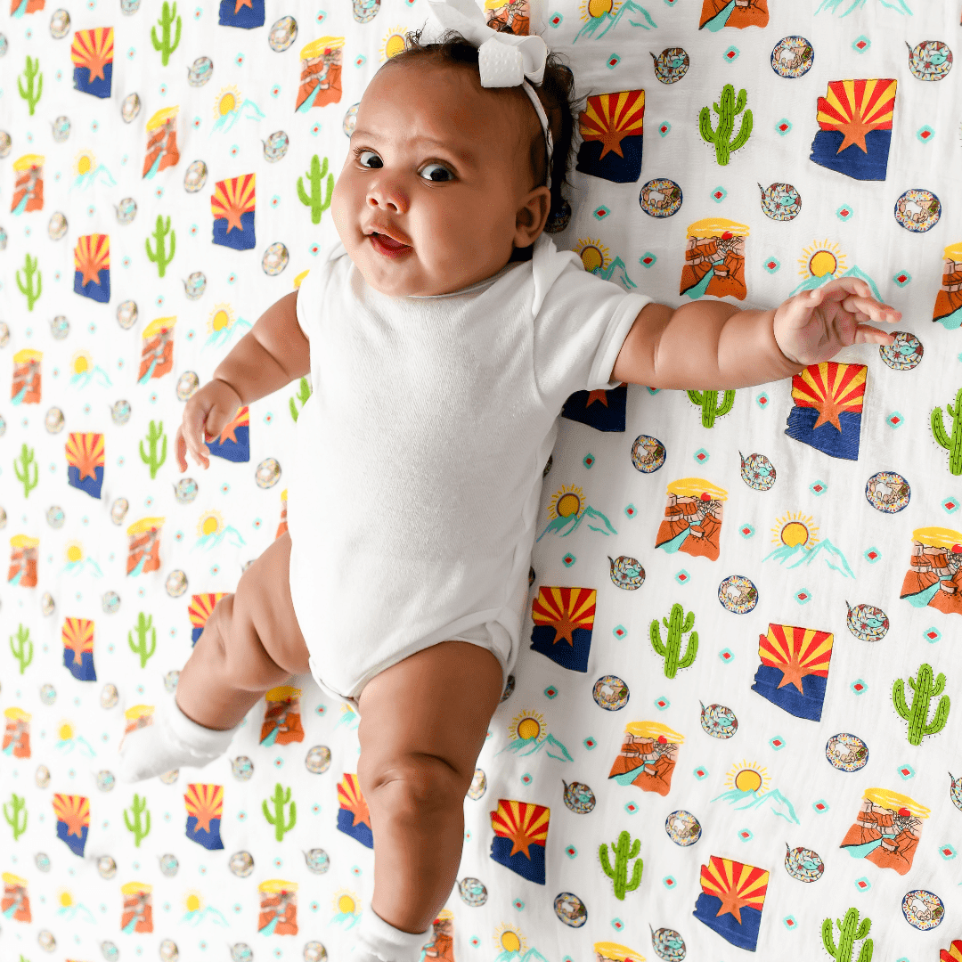 Arizona Baby Gift Set: Muslin Swaddle & Bib | Organic Cotton