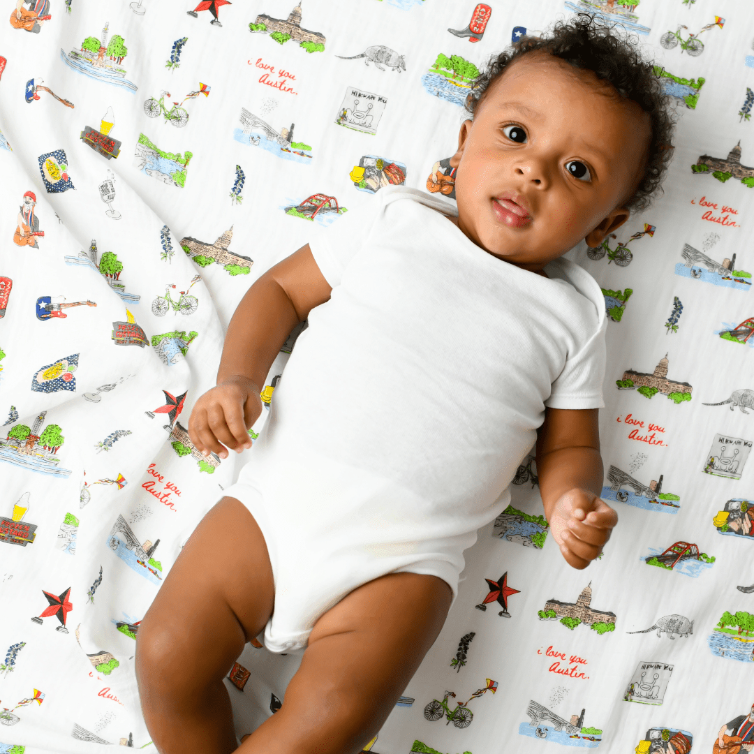 Austin Baby Gift Set: Muslin Swaddle & Bib | Organic Cotton