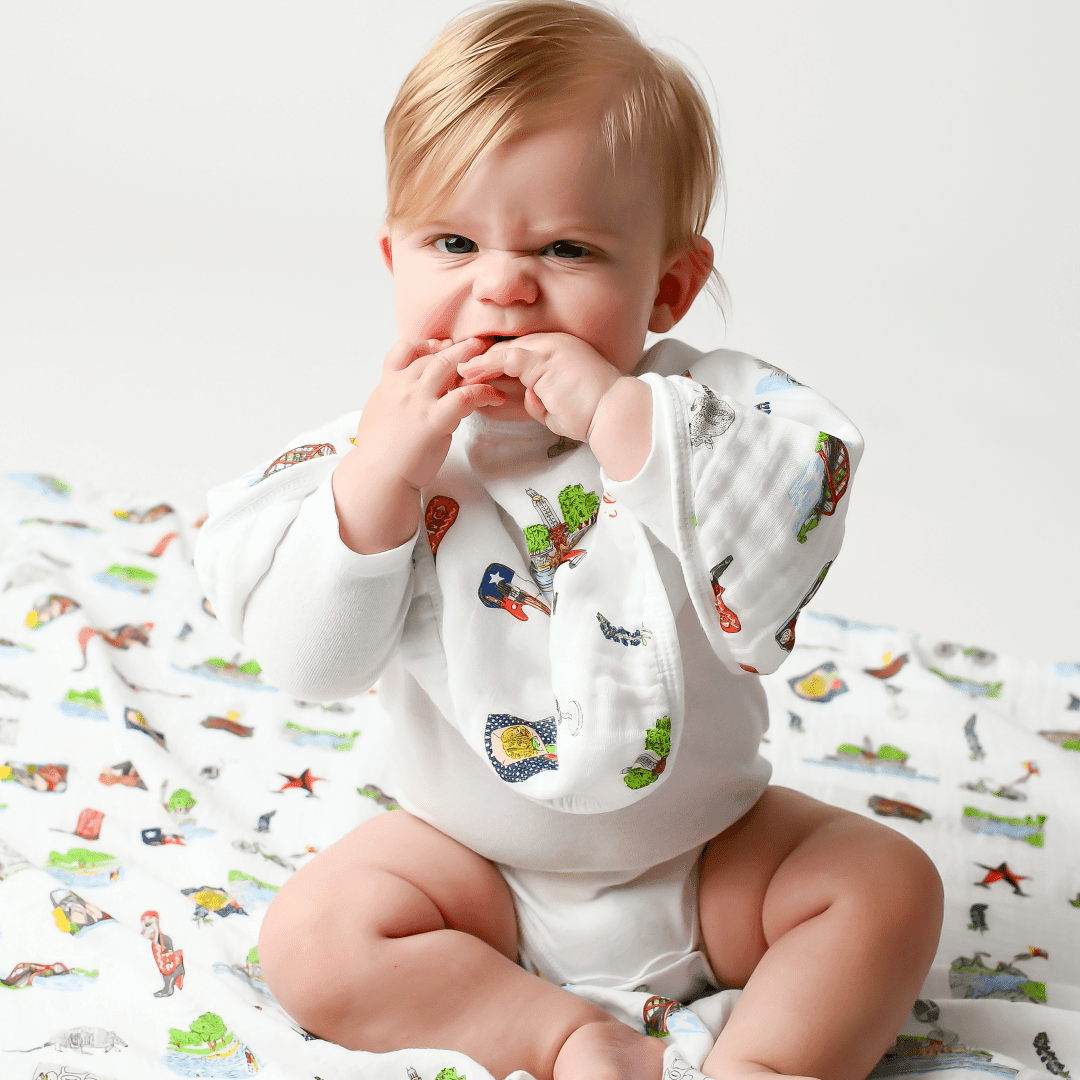 Austin Baby Gift Set: Muslin Swaddle & Bib | Organic Cotton
