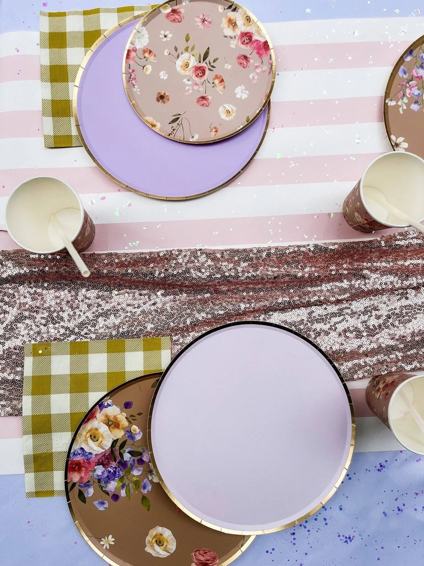 Gold Light Pink Paper Plate (8pcs)