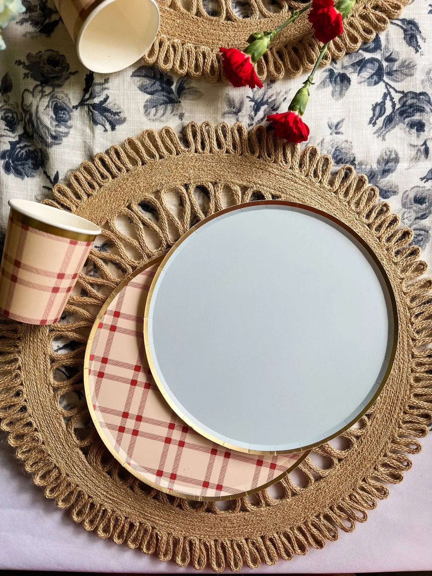 Gold Light Blue Paper Plate (8pcs)