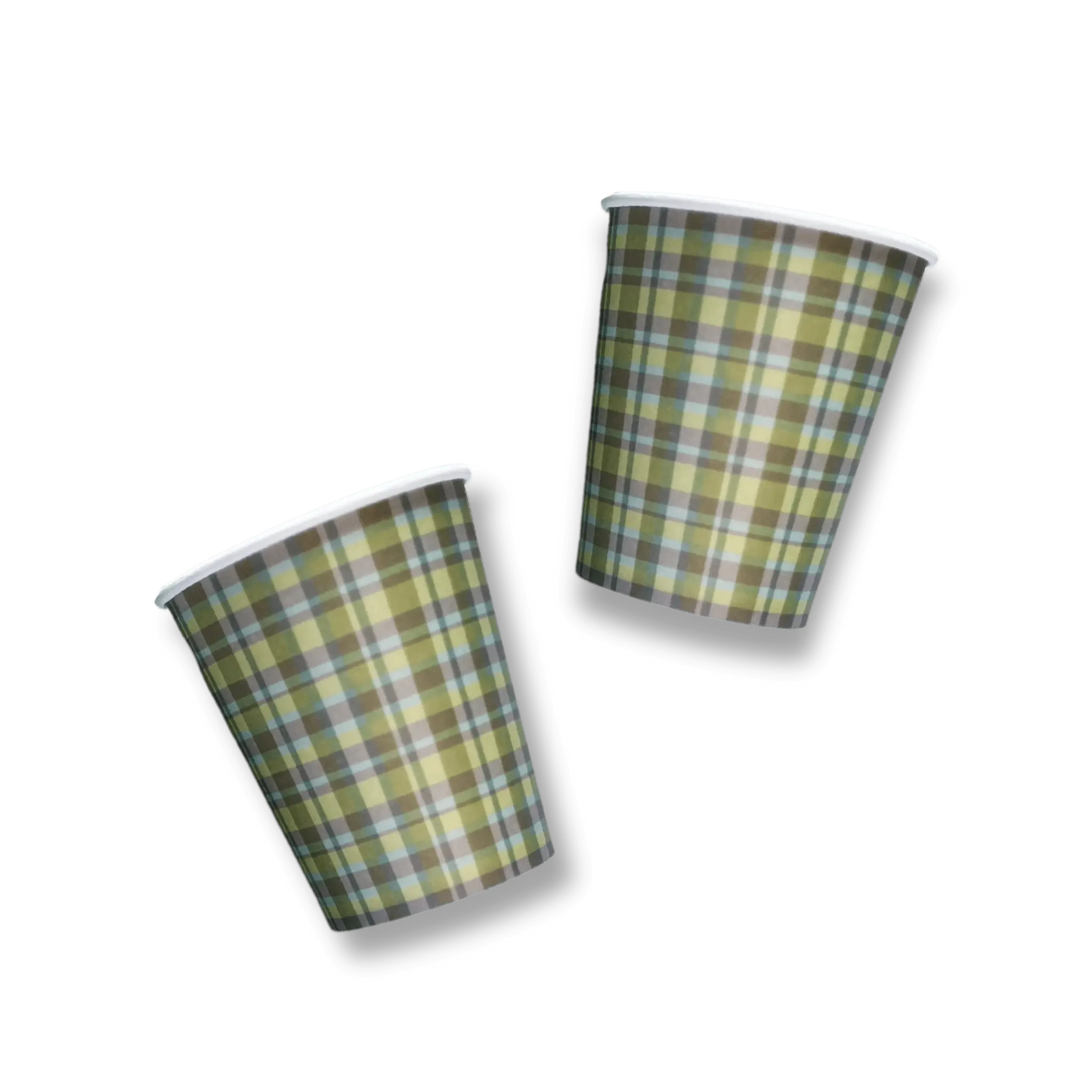 Green & Blue Plaid Cups (8pcs)