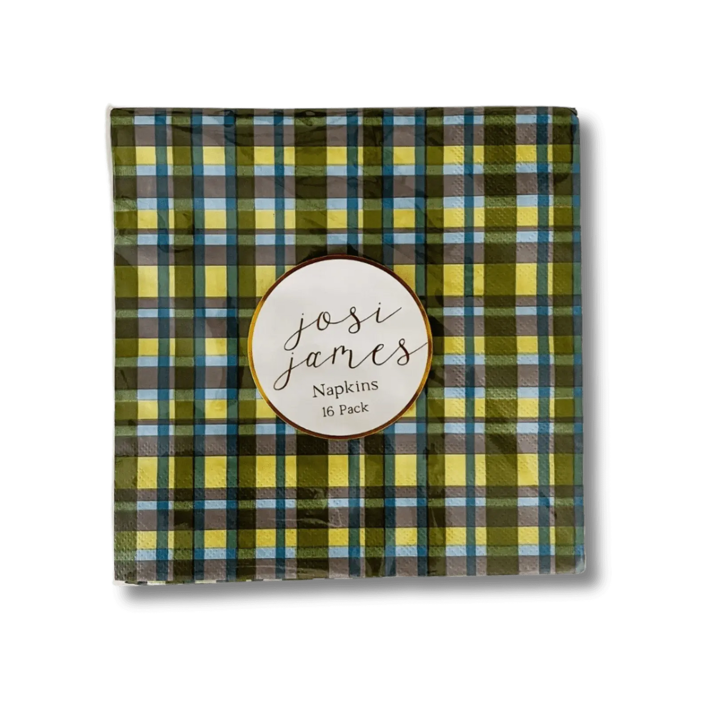 Green & Blue Plaid Large, Disposable Paper Napkins (16pcs)