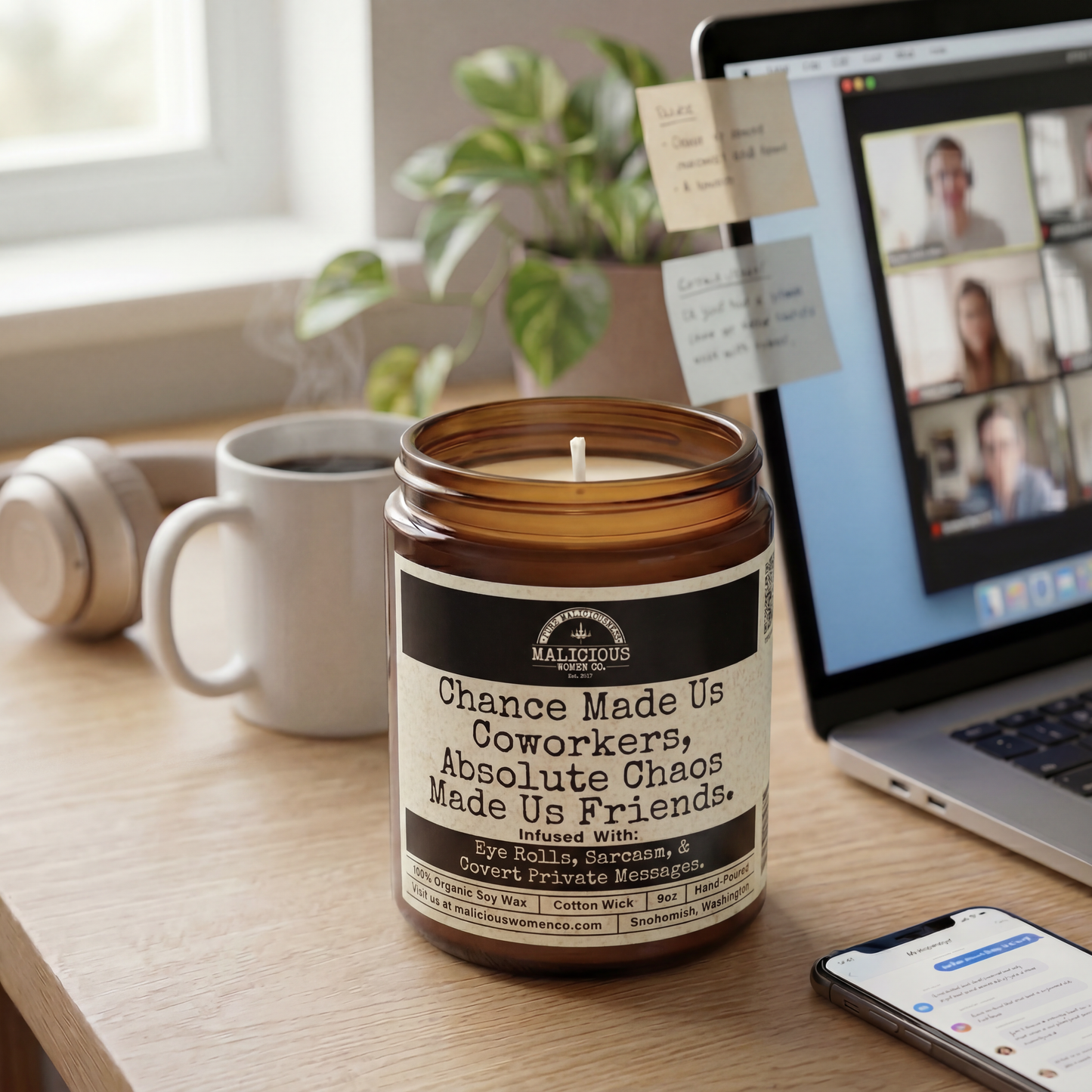 Chance Made Us Co-workers | Scent: Take A Hike | 9oz Work Candle | Malicious Women Co
