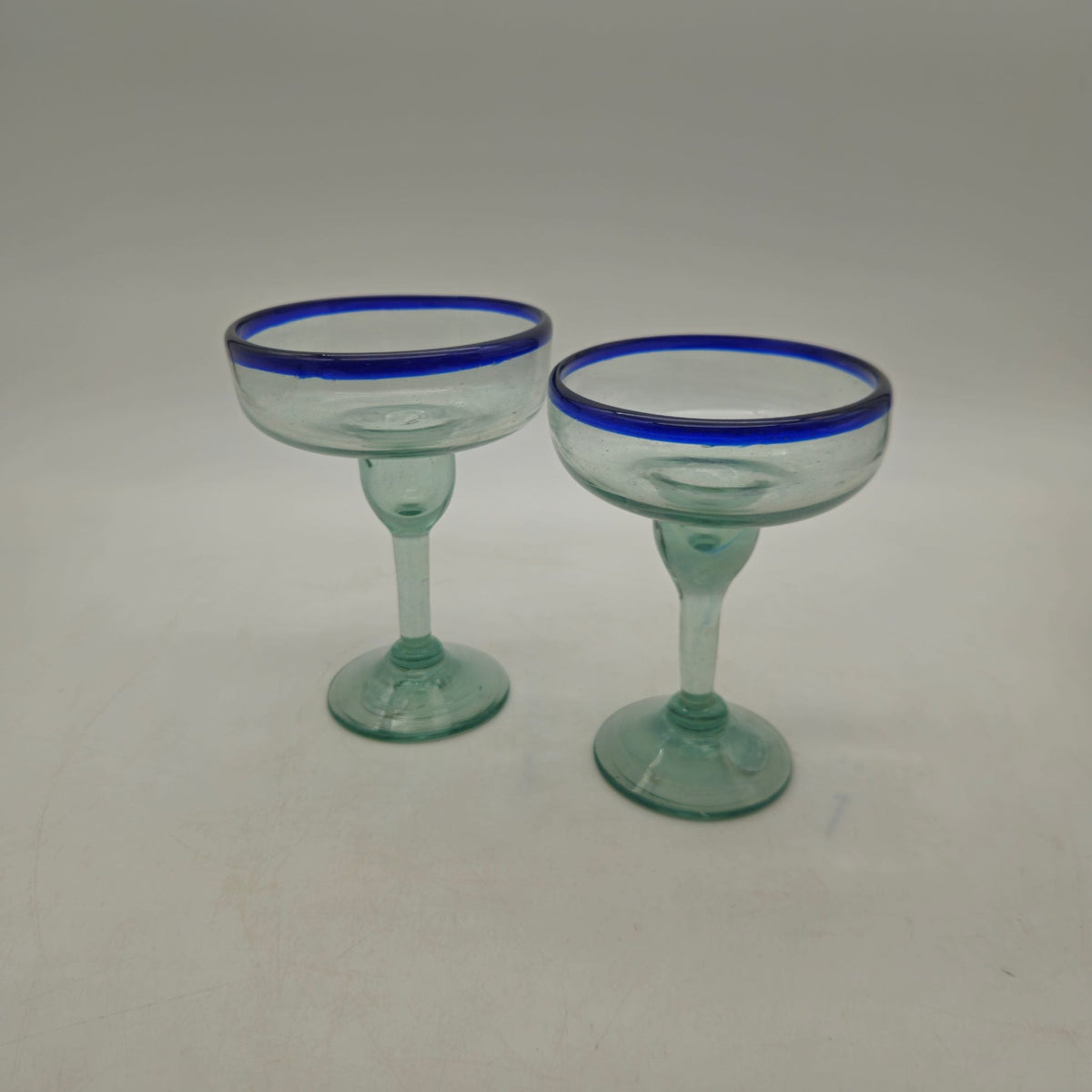 Hand-Blown Mexican Margarita Glass | Classic Cobalt Rim