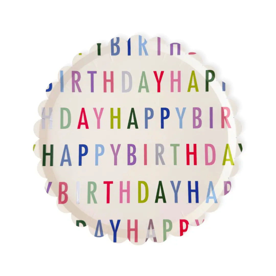Happy Birthday Bright Scalloped Salad Plate, 12pcs