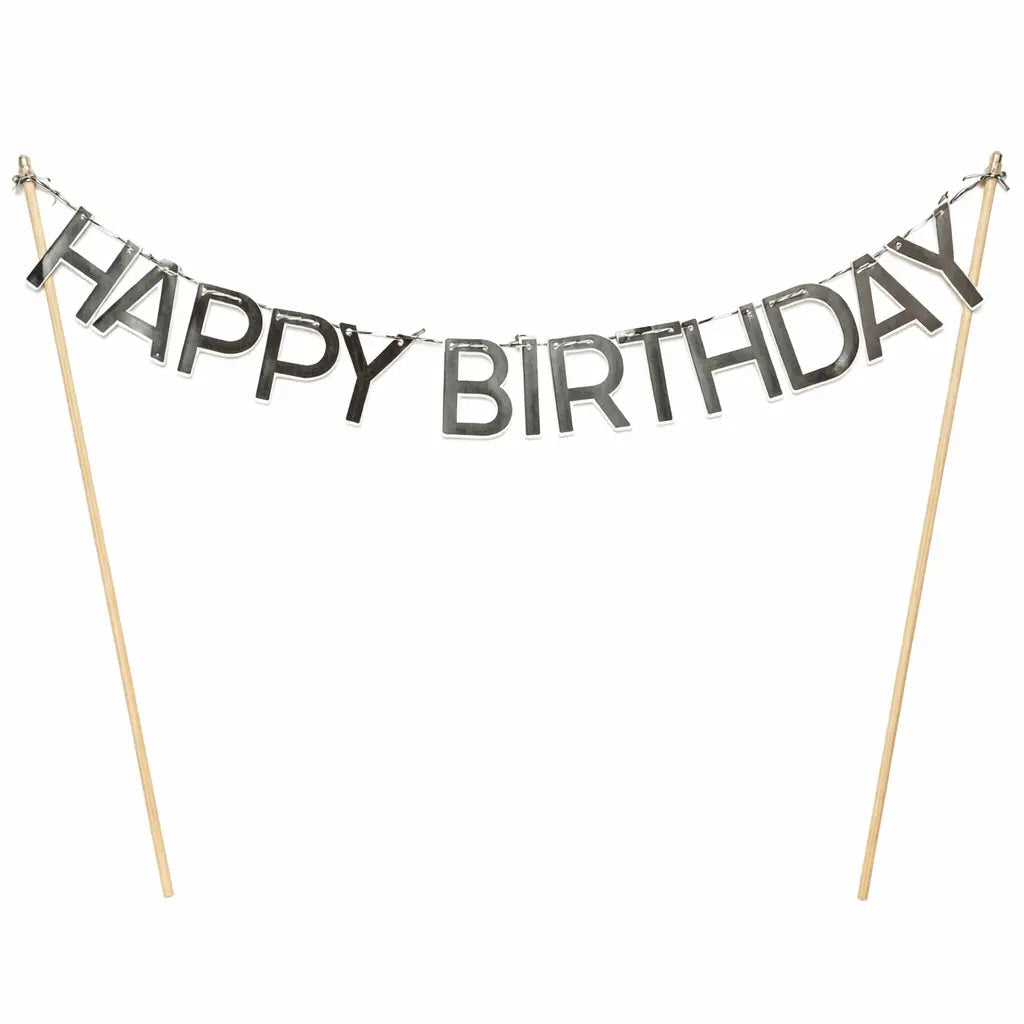 Happy Birthday Cake Banner Navy
