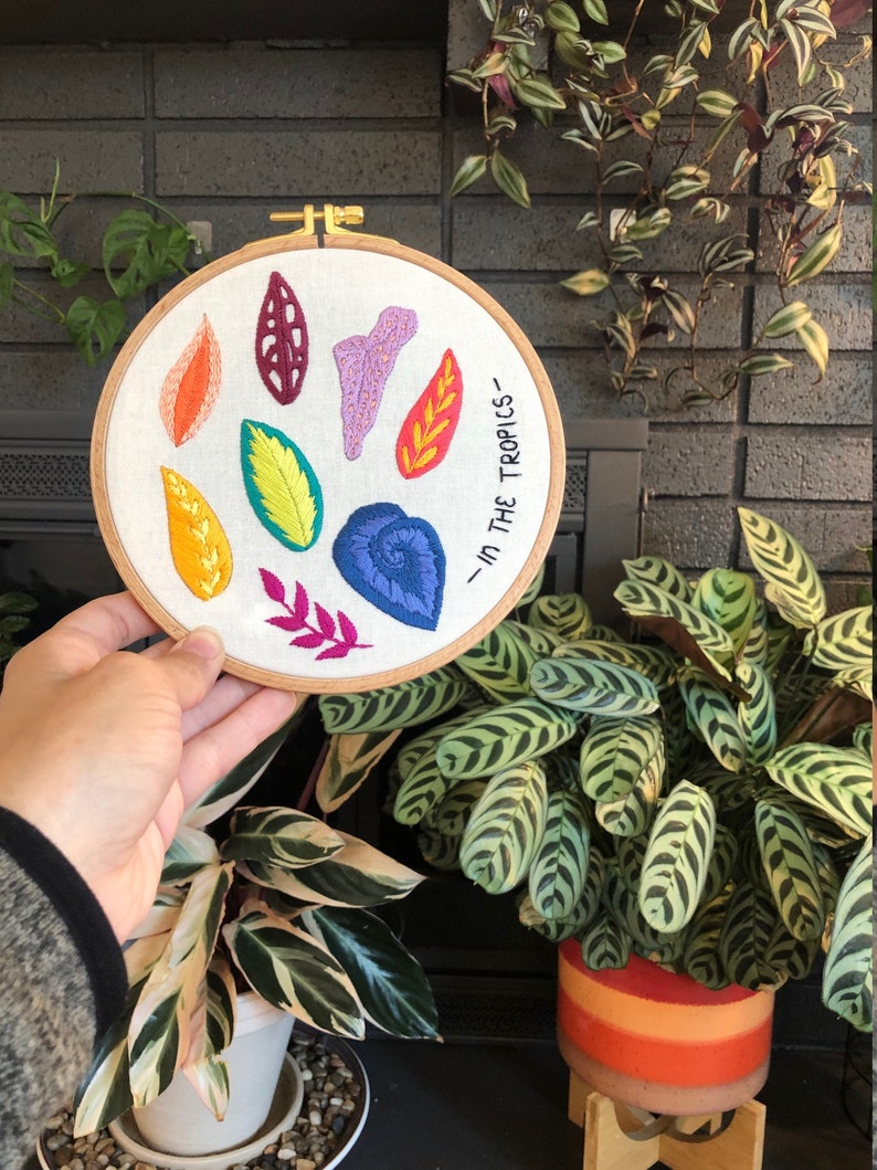 Tropical Leaves - Peel Stick and Stitch Hand Embroidery Patterns