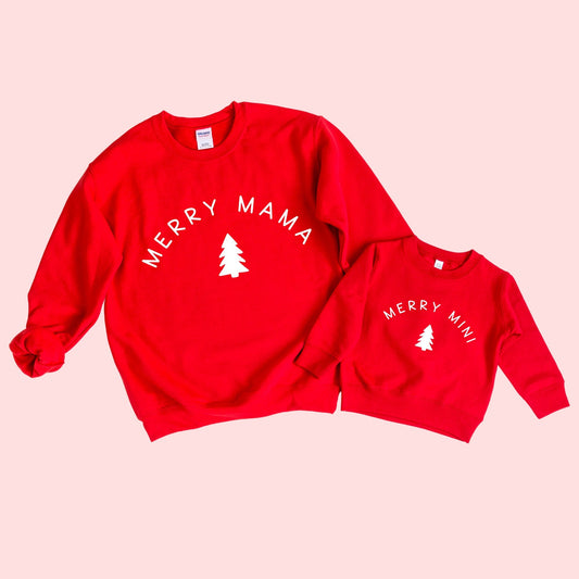 Merry Mama and Merry Mini  Christmas Sweatshirt Set