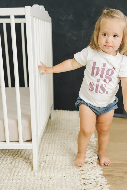 Big Sis T-Shirt: Purple Lettering, Sister Announcement Outfit