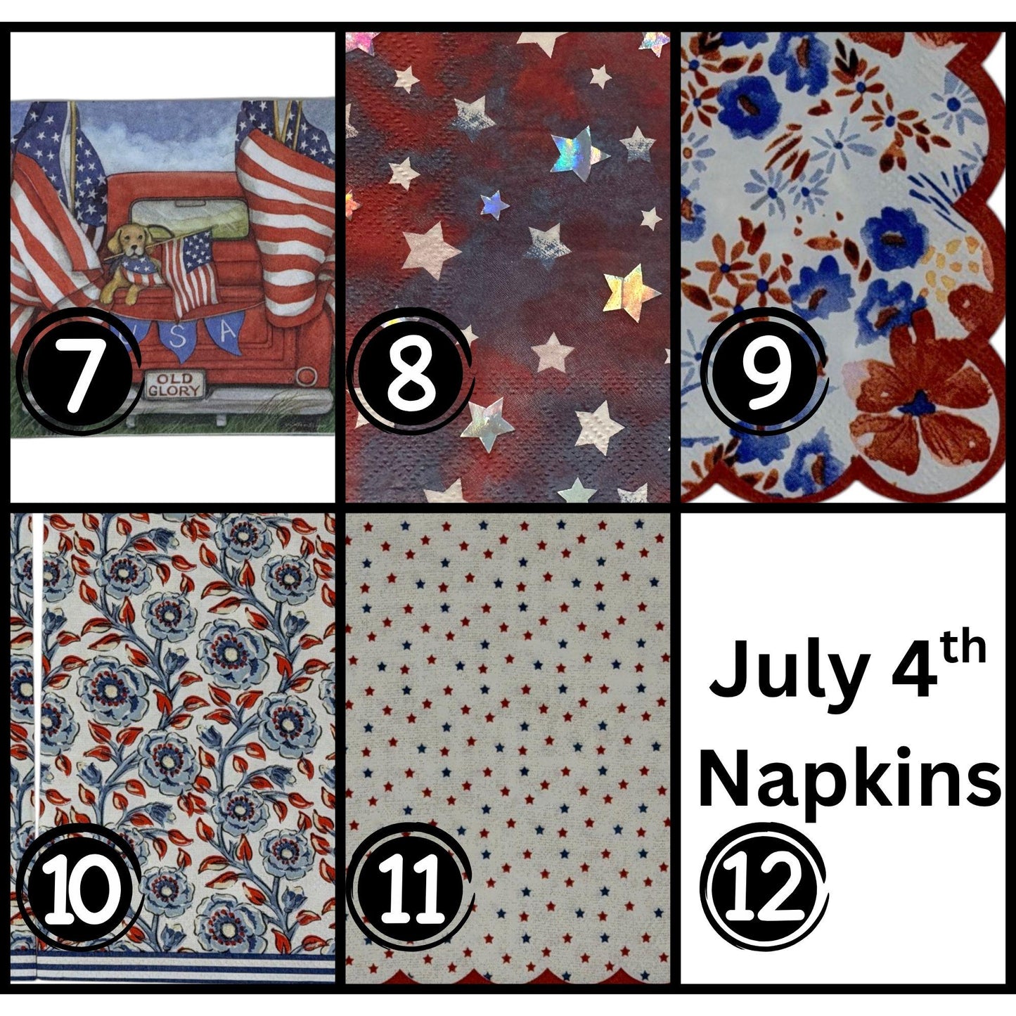 Patriotic Decoupage Paper Napkins Set of 2 | You Choose Design | Cocktail Luncheon Guest | America 250 Fourth of July Crafts Mixed Media Art