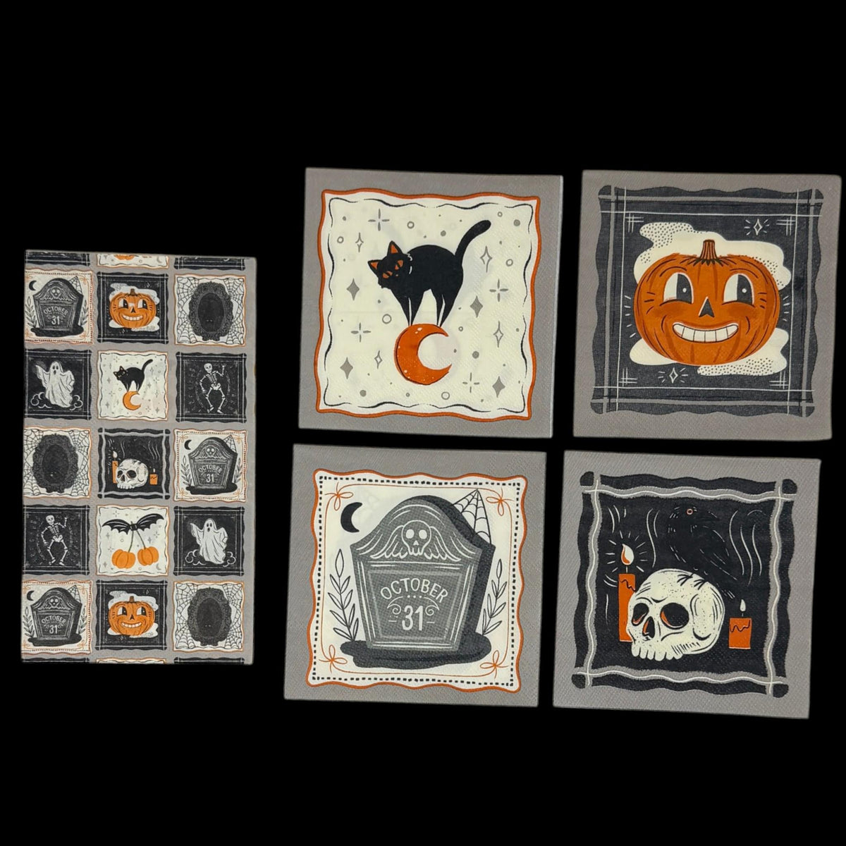 Halloween Decoupage Paper Napkins | You Choose Design or Bundle | Retro Gothic Spooky Pumpkin Ghost for Crafts & Mixed Media Art