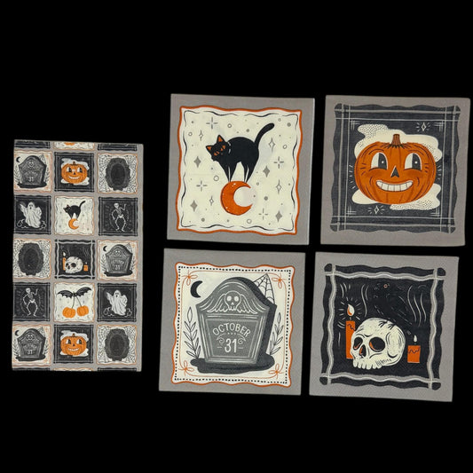 Halloween Decoupage Paper Napkins | You Choose Design or Bundle | Retro Gothic Spooky Pumpkin Ghost for Crafts & Mixed Media Art