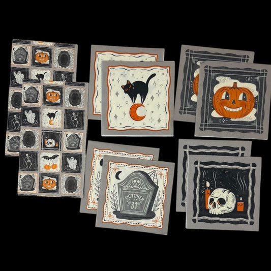 Halloween Decoupage Paper Napkins | You Choose Design or Bundle | Retro Gothic Spooky Pumpkin Ghost for Crafts & Mixed Media Art