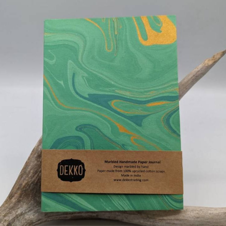 Jade & Gold Marbled Paper Journal