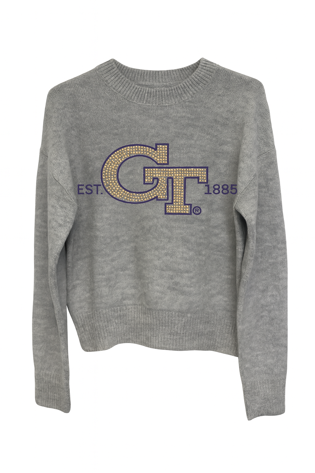 Georgia Tech EST.1885 Gray Crewneck Long Sleeve Sweater