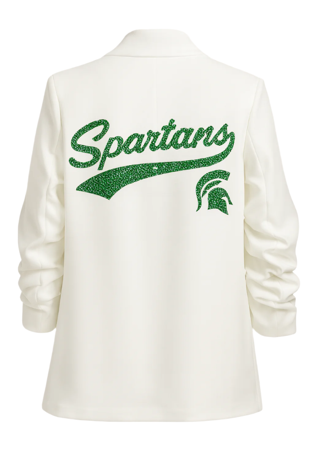 Michigan State Spartans Script White Ruched Sleeve Blazer