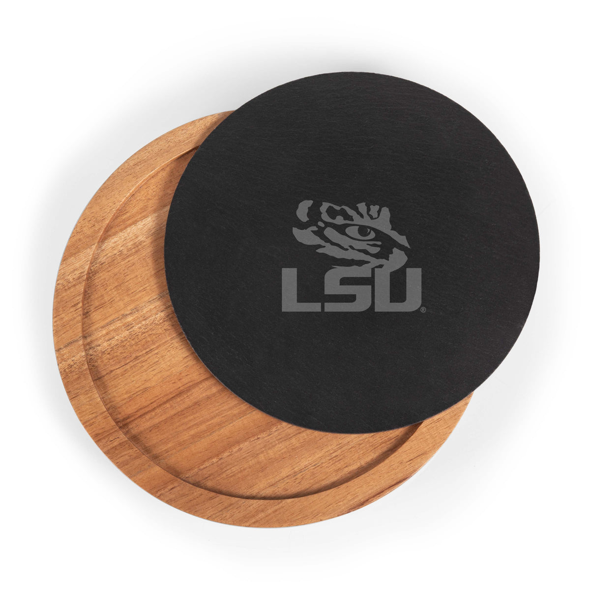 LSU Tigers - Insignia Acacia and Slate Serving Board with Cheese Tools