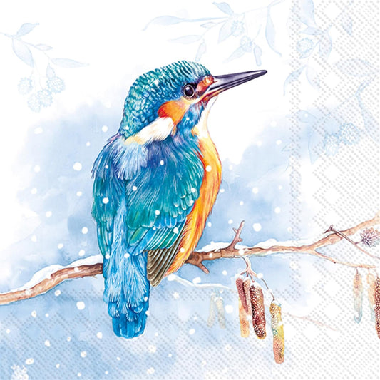 The Kingfisher Light Blue Cocktail Decoupage Napkins by IHR – Bird Paper for Crafts Set of 2
