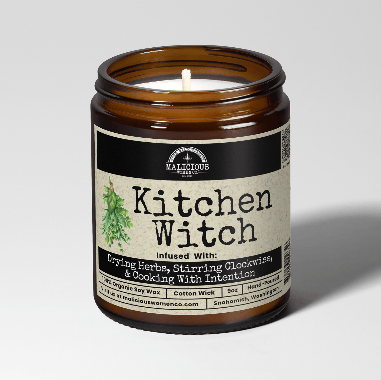 Kitchen Witch | Scent: Tomato & Basil | 9oz Witch Candle | Malicious Women Co