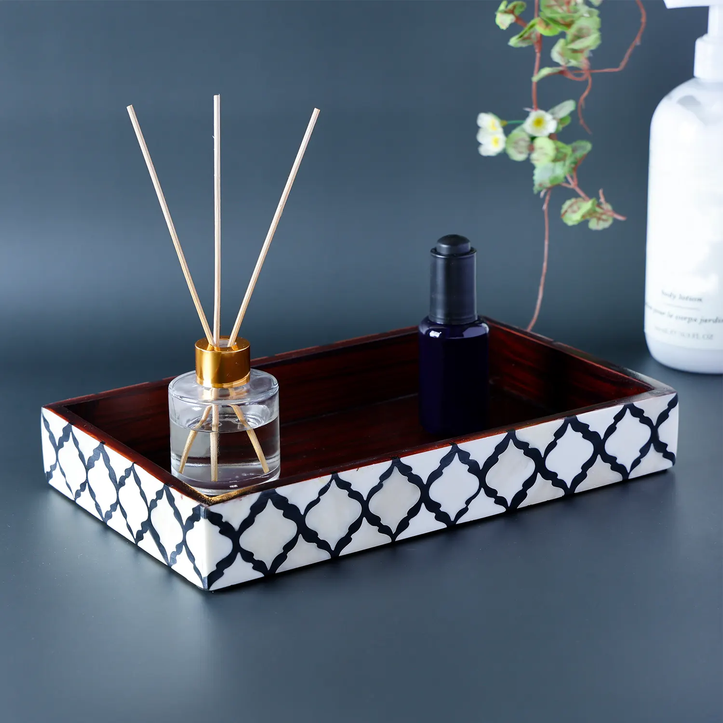 Moroccan Bone Inlay Vanity Decorative Bathroom Tray 10x6