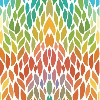 Guest size decoupage napkin featuring a rainbow mosaic leaf pattern in red, green, blue, and gold tones—perfect for colorful craft and art projects.