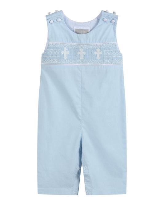 Light Blue Crosses Smocked Longall