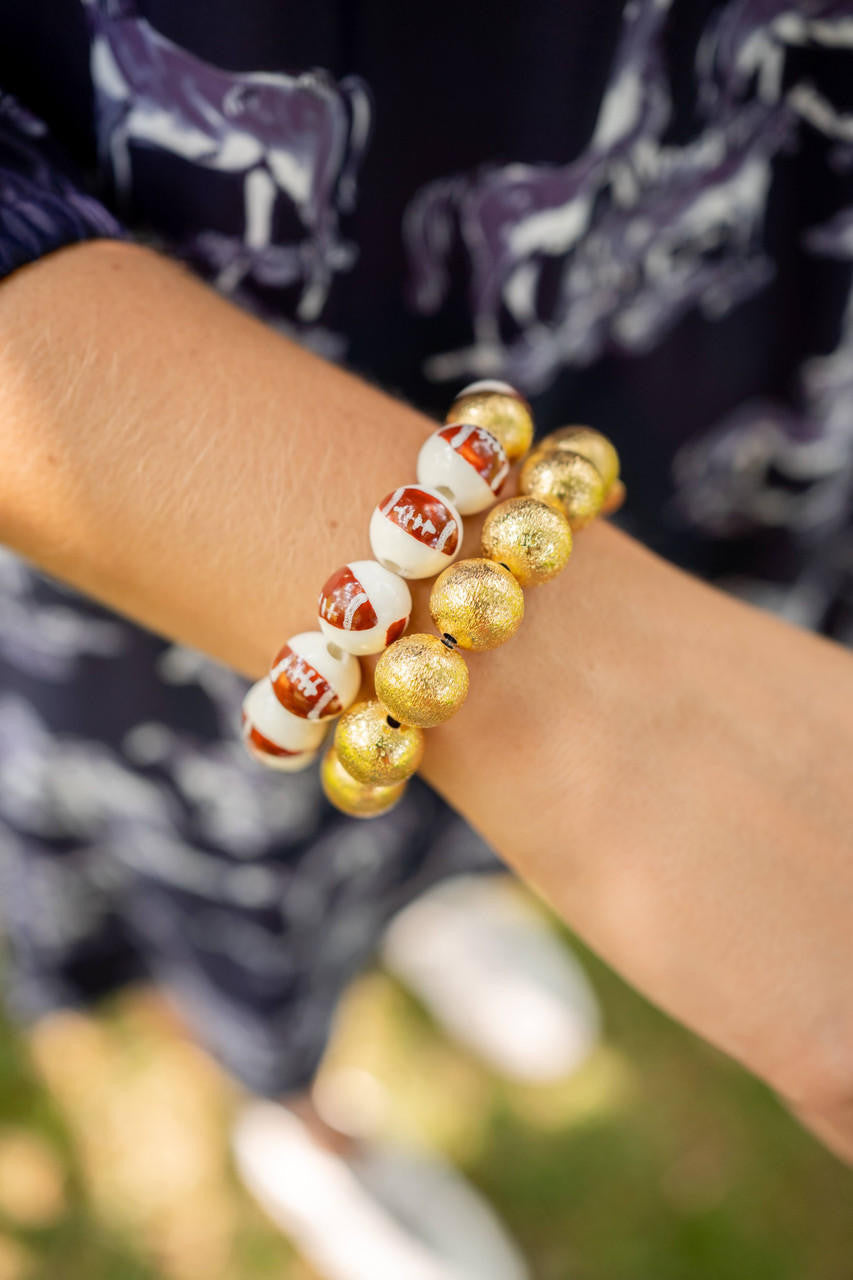 Georgia Ceramic and Gold Beaded Football Bracelet