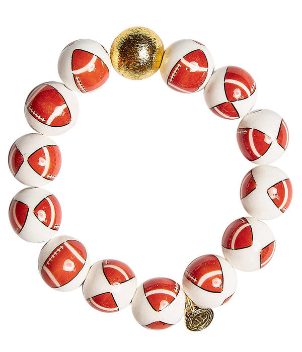 Georgia Ceramic and Gold Beaded Football Bracelet
