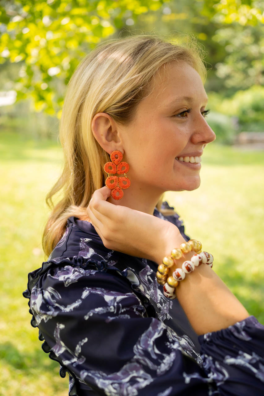 Georgia Ceramic and Gold Beaded Football Bracelet