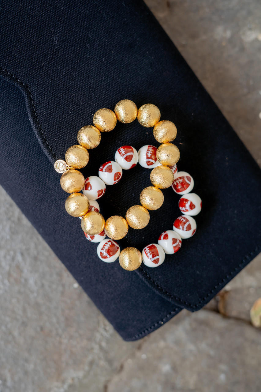 Georgia Ceramic and Gold Beaded Football Bracelet