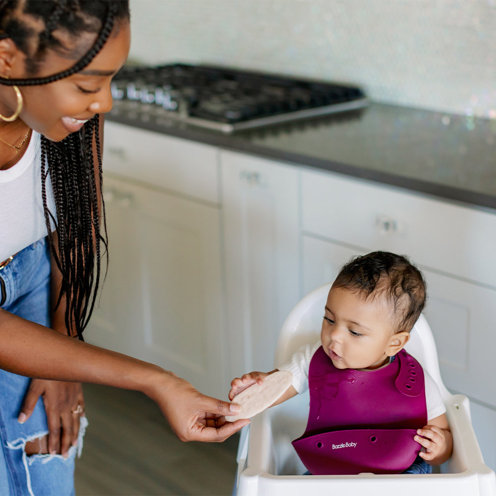 Foodie® Roll Up & Button Closed Bib 2-Pack: All Silicone