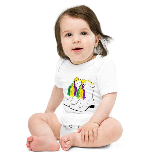 Mardi Gras Boots Baby Onesie Newborn Bodysuit up to 18 Months