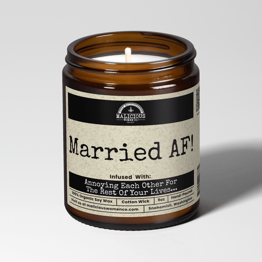 Married AF | Scent: Butter Pecan Crunch | 9oz Family Candle | Malicious Women Co