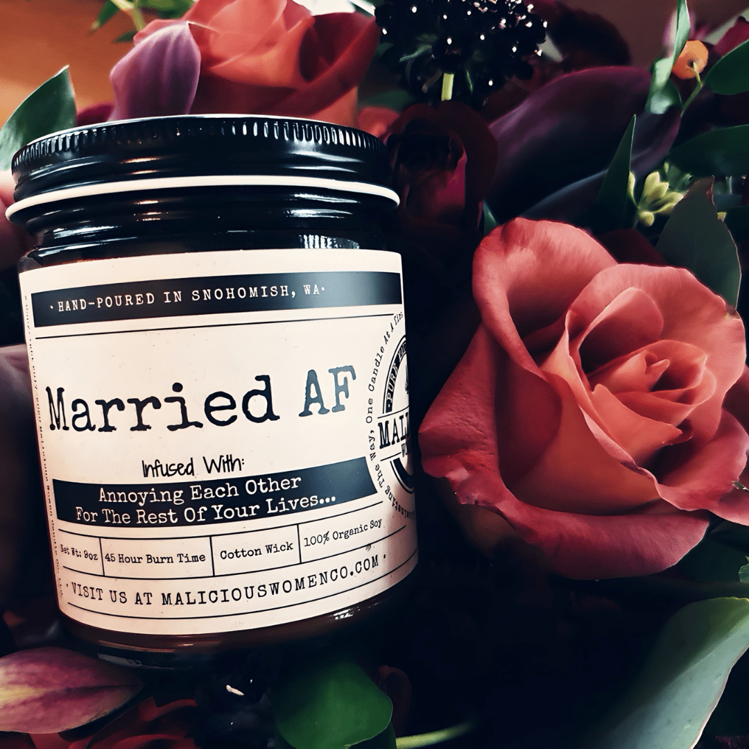 Married AF | Scent: Butter Pecan Crunch | 9oz Family Candle | Malicious Women Co