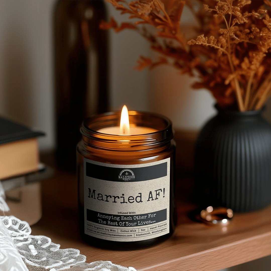 Married AF | Scent: Butter Pecan Crunch | 9oz Family Candle | Malicious Women Co