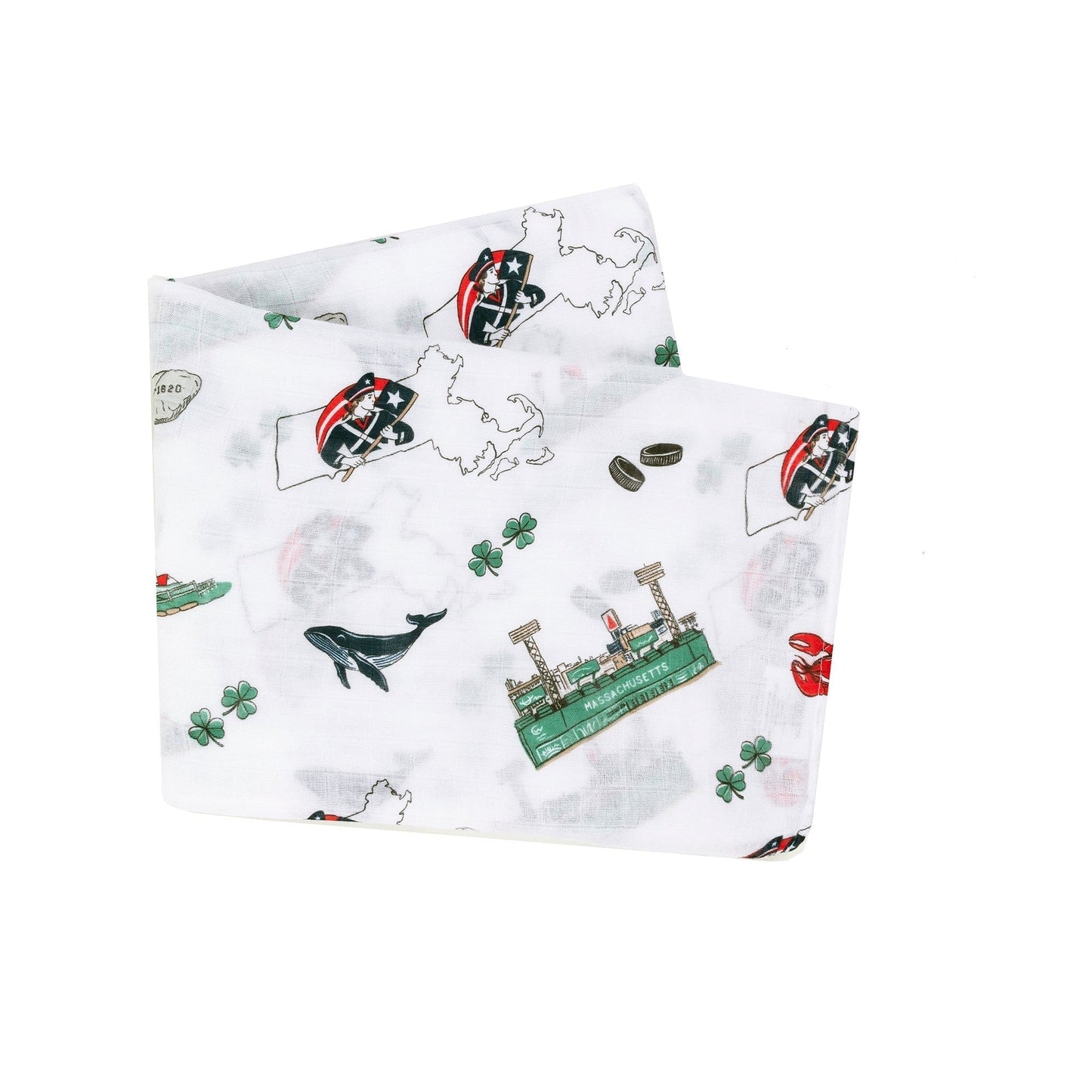 Massachusetts Newborn Gift Set: Muslin Swaddle & Bib