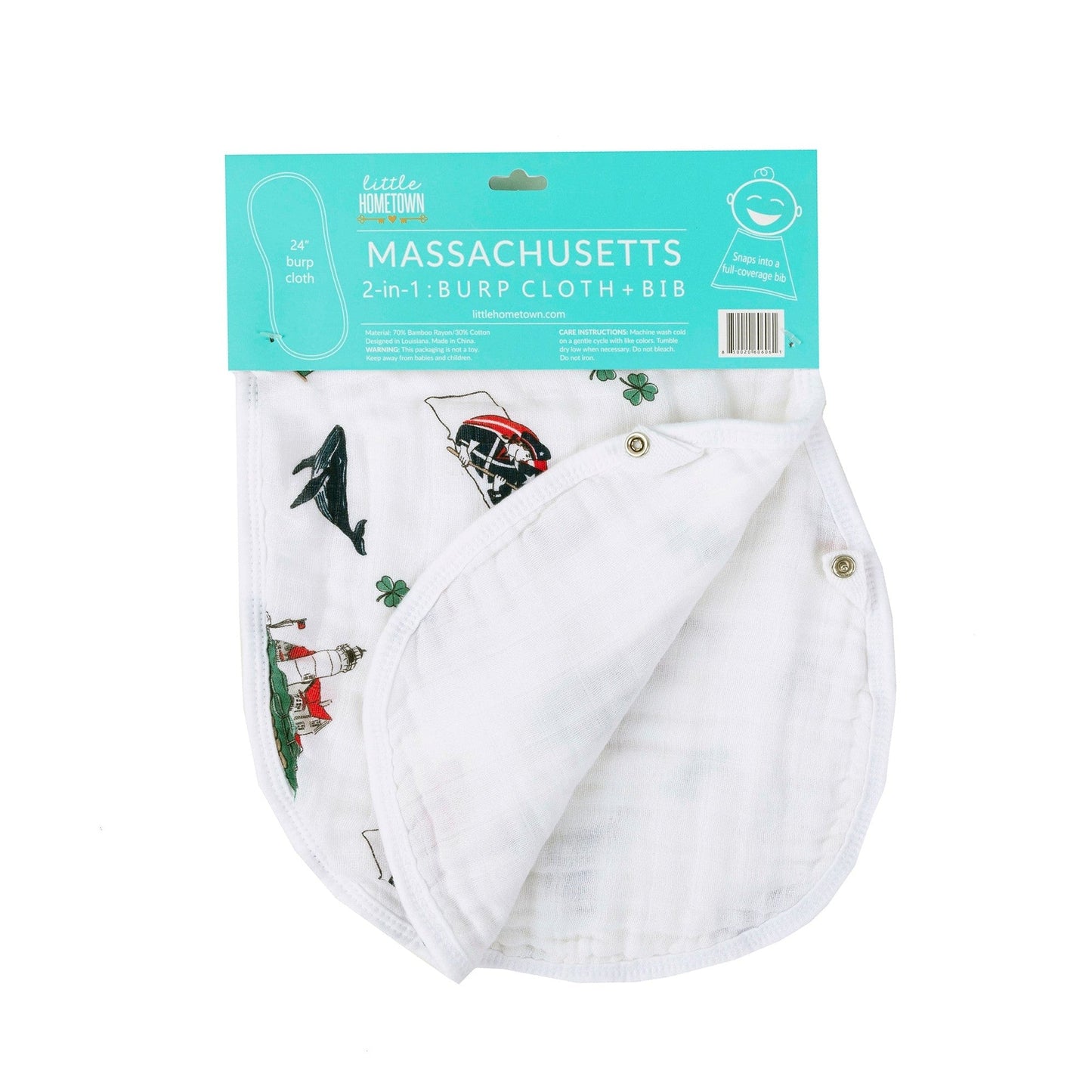 Massachusetts Newborn Gift Set: Muslin Swaddle & Bib