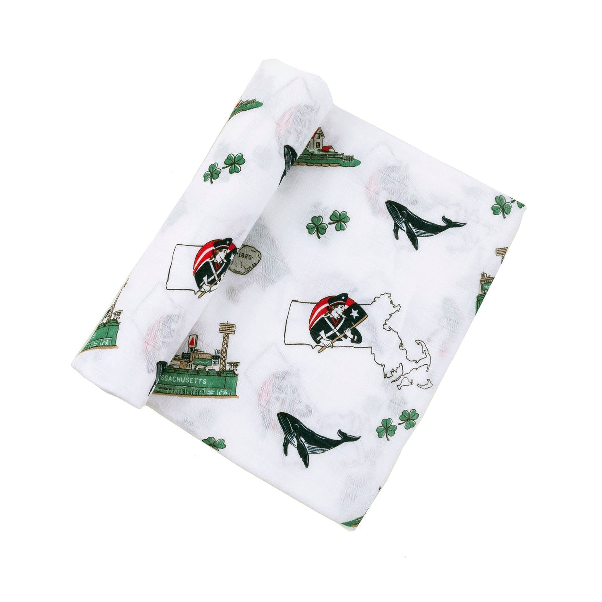 Massachusetts (Sweeter than Caroline) Newborn Gift Bundle: Swaddle, Bib & Onesie