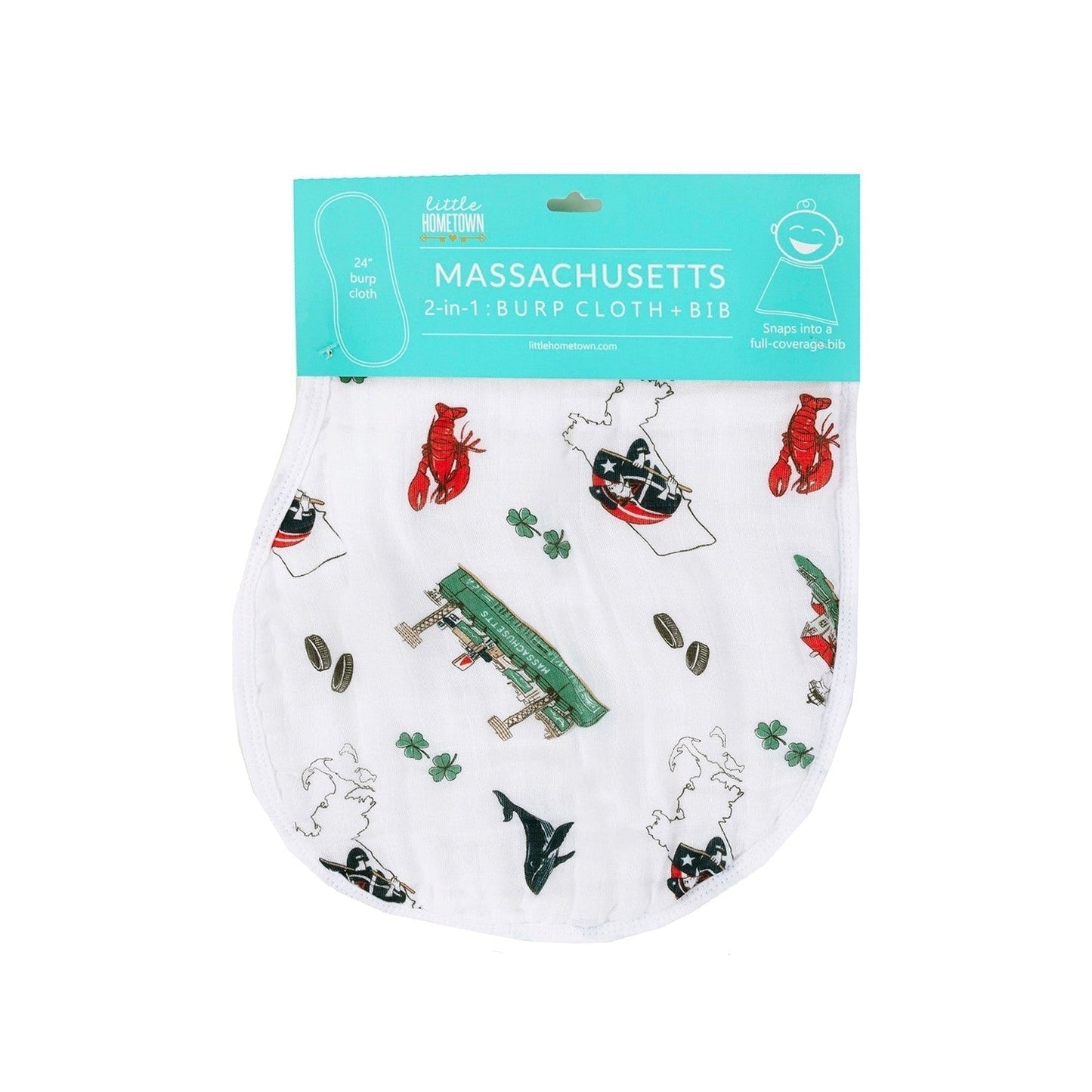 Massachusetts Newborn Gift Set: Muslin Swaddle & Bib