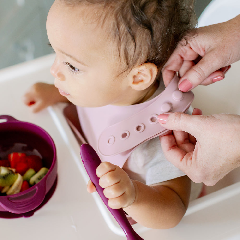 Foodie® Roll Up & Button Closed Bib 2-Pack: All Silicone