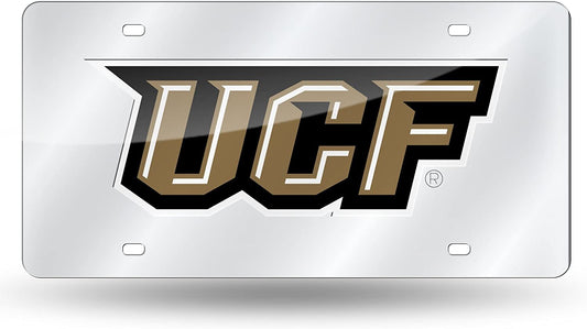 University of Central Florida Knights UCF Premium Laser Cut Tag License Plate, Mirrored Acrylic Inlaid, 6x12 Inch
