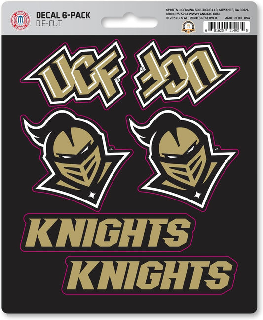University of Central Florida Knights UCF 6-Piece Decal Sticker Set, 5x6 Inch Sheet, Gift for football fans for any hard surfaces around home, automotive, personal items